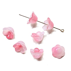 Pink Шапочка из бисера лэмпворк ручной работы, 6-лепесток, цветок, розовые, 12x7 мм
