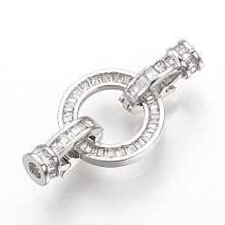 Platino Micro latón allanan zirconia cúbica veces sobre corchetes, anillo, Platino, 32x16x8 mm, agujero: 2 mm