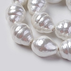 Seashell Color Shell Pearl Beads Strands, Oval, Seashell Color, 21.5~23x17~18mm, Hole: 1mm, about 18pcs/strand, 15.9 inch(40.5cm)