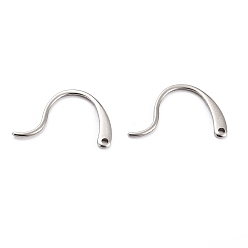 Stainless Steel Color 304 Stainless Steel Earring Hooks, with Horizontal Loop Hole Ear Wire Findings, for DIY Jewelry Making , Stainless Steel Color, 16.5x11.5x0.8mm, Hole: 0.9mm, 19 Gauge, Pin: 0.9mm