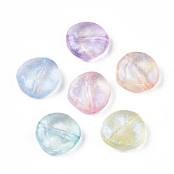 Mixed Color Transparent Acrylic Beads, Glitter Powder, Flat Round, Mixed Color, 14x14x5.5mm, Hole: 1.8mm, about 670pcs/500g