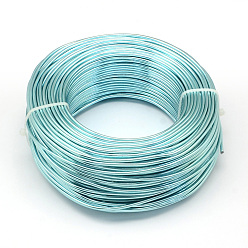 Turquoise Pâle Fil d'aluminium rond, fil d'artisanat en métal pliable, pour la fabrication artisanale de bijoux bricolage, turquoise pale, Jauge 9, 3.0mm, 25m/500g(82 pieds/500g)