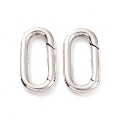 Plata Antigua 925 anillos de puerta de resorte de plata esterlina, oval, plata antigua, 17x9.5x2.5 mm, diámetro interior: 12.5x4.5 mm