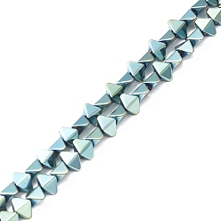 Green Plated Electroplate Synthetic Non-magnetic Hematite Beads Strands, Faceted, Rhombus, Green Plated, 6x4.5x3mm, Hole: 1mm, about 95pcs/strand, 15.98 inch(40.6cm)