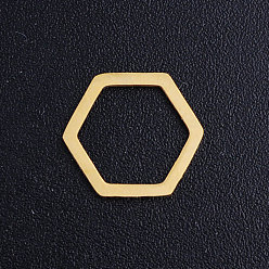 Golden 201 Stainless Steel Linking Rings, Octagon, Golden, 10x11x1mm, Inner Diameter: 8x9mm