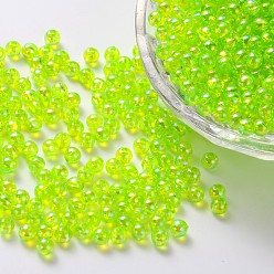 Pelouse Verte Perles acryliques transparentes écologiques, ronde, couleur ab , pelouse verte, 5mm, Trou: 1.5mm, environ8400 pcs / 500 g