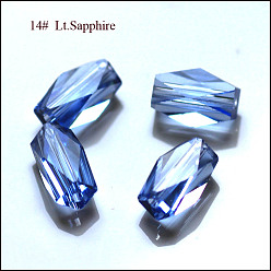 Светло-Голубой Имитация Австрийские кристаллические шарики, класс AAA, граненые, колонка, Небесно-голубой, 8x5.5 мм, отверстие : 0.7~0.9 мм