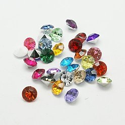 Mixed Color Imitation Taiwan Acrylic Rhinestone Pointed Back Cabochons, Faceted, Diamond, Mixed Color, 2x1.5mm