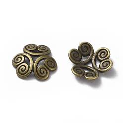 Antique Bronze Tibetan Style Bead Caps, Lead Free & Cadmium Free, Flower, Antique Bronze, 13x3.5mm, Hole: 2mm