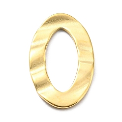 Chapado en Oro Real de 14K 304 de acero inoxidable que une los anillos, ondulado, oval, real 14 k chapado en oro, 25.5x15x1.5 mm, diámetro interior: 17.5x7.5 mm