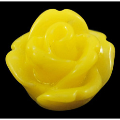 Yellow Resin Cabochons, Flower, Yellow, 10x6.5mm