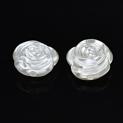 Ivoire Perles de nacre en plastique ABS, fleur, blanc crème, 17x16.5x8mm, Trou: 2mm, environ480 pcs / 500 g