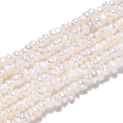 Color de la concha Hilos de perlas de agua dulce cultivadas naturales, plano y redondo, color de concha, 2.5~3.5x1.5~2 mm, agujero: 0.5 mm, sobre 185~239 unidades / cadena, 13.50 pulgada ~ 13.86 pulgada (34.3~35.2 cm)