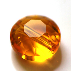 Orange Imitation Austrian Crystal Beads, Grade AAA, Faceted, Flat Round, Orange, 6x3.5mm, Hole: 0.7~0.9mm
