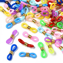 Mixed Color Silicone EyeGlass Holders, with Golden Iron Findings, Mixed Color, 22x7.5mm