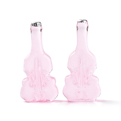 Pink Violin Shape Dummy Wine Bottle Resin Cabochon, Pink, 36.5x17x8mm