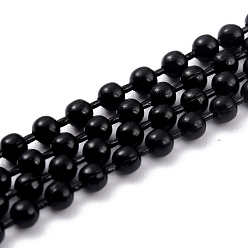 Negro Cadenas de bolas de latón hechas a mano, soldada, con carrete, negro, 3 mm, 32.8 pies (10 m) / rollo