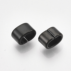 Black Electrophoresis 304 Stainless Steel Slide Charm, Rectangle, Black, 5x8x5mm, Hole: 3x6mm
