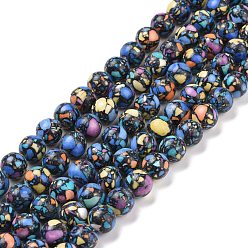 Bleu Marine Perles de magnésite naturelles et teintes assemblées, ronde, bleu marine, 10mm, Trou: 1.2mm, Environ 38 pcs/chapelet, 14.96'' (38 cm)