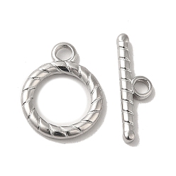 Stainless Steel Color 304 Stainless Steel Toggle Clasps, Ring, Stainless Steel Color, 19x15x2mm, Hole: 3mm, Bar: 21x6x2mm, Hole: 3mm