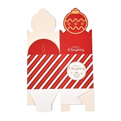 Christmas Bell Christmas Theme Paper Fold Gift Boxes, for Presents Candies Cookies Wrapping, Red, Christmas Bell Pattern, 8.5x8.5x18cm