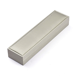 Gray Plastic Jewelry Boxes, Covered with PU Leather, Rectangle, Gray, 22x5.7x3.4cm