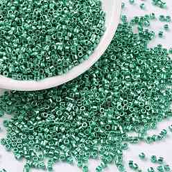 Medium Sea Green Cylinder Seed Beads, Metallic Colours, Uniform Size, Medium Sea Green, 2x1.5mm, Hole: 0.8mm, about 40000pcs/bag, 450g/bag