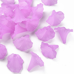 Medium Purple Transparent Acrylic Beads, Calla Lily, Frosted, Medium Purple, 40.5x33x35mm, Hole: 1.8mm, about 135pcs/500g
