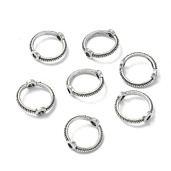 Plata Antigua Marcos de perlas de aleación de zinc de estilo tibetano, anillo redondo, plata antigua, 9 mm, agujero: 1 mm