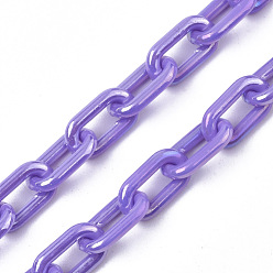 Средний Фиолетовый Акриловые непрозрачные кабельные цепи, AB цвет, овальные, средне фиолетовый, 13x8x2 мм, 19.68 дюйм (50 см) / прядь