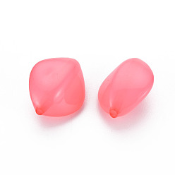 Hot Pink Imitation Jelly Acrylic Beads, Rhombus, Hot Pink, 17x14.5x9.5mm, Hole: 1.6mm, about 500pcs/500g