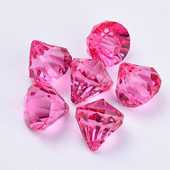 Средний Фиолетово-красный Прозрачные акриловые подвески, граненые, алмаз, средне фиолетовый красный, 26x24 мм, Отверстие : 2.5 мм , около 80 шт / 500 г