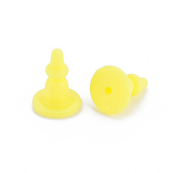 Jaune Écrous en silicone, dos d'oreille, pour faire des boucles d'oreille, jaune, 11x8x8mm, Trou: 0.7mm