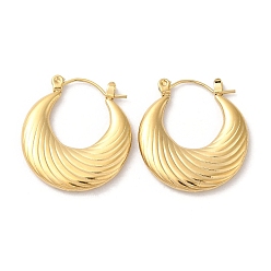 Real 14K Gold Plated Ion Plating(IP) 304 Stainless Steel Thick Hoop Earrings, Real 14K Gold Plated, 25x23x3mm
