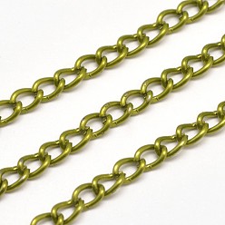 Olive Electroplate Iron Curb Chains, Unwelded, with Spool, Lead Free & Nickel Free, Olive, 5x3x1mm, about 164.04 Feet(50m)/roll