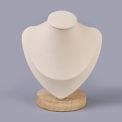 PapayaWhip Microfiber Wooden Necklace Displays, PapayaWhip, 14.2~14.5x9~9.5x16~17.3cm