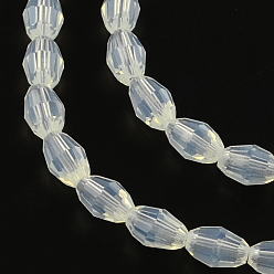 Clair Riz facettes perles de verre imitation de jade brins, clair, 4~5x6~7mm, Trou: 1mm, Environ 72 pcs/chapelet, 16.7 pouce
