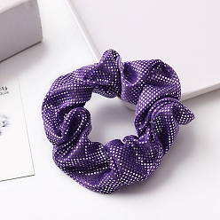 Blue Violet Polka Dot Pattern Cloth Elastic Hair Ties Scrunchie/Scrunchy Hair Ties for Girls or Women, Blue Violet, 40mm