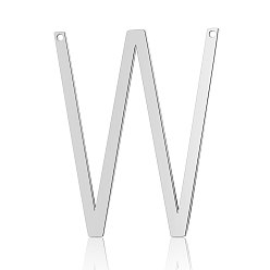 Letter W 201 Stainless Steel Links connectors, Letter, Stainless Steel Color, Letter.W, 37x30x1mm, Hole: 1mm