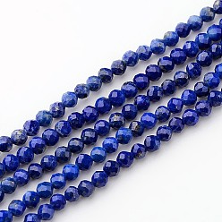 Lapislázuli Hilos de cuentas de lapislázuli natural, rondo, facetados, 3 mm, agujero: 0.8 mm, sobre 146 unidades / cadena, 15.9 pulgada