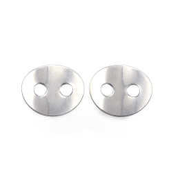 Stainless Steel Color 2-Hole 201 Stainless Steel Sewing Buttons, Flat Oval, Stainless Steel Color, 14x12x1mm, Hole: 3mm