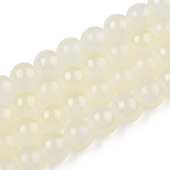 Beige Baking Painted Imitation Jade Glass Round Bead Strands, Two Tone, Beige, 6~6.5mm, Hole: 1mm, about 138~141pcs/strand, 30.71~31.10 inch(78~79cm)