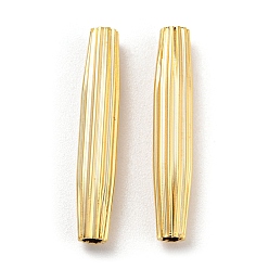Chapado en Oro Real de 24K Perlas de latón ecológicas enchapadas en rack, sin plomo y cadmio, columna ondulada, real 24 k chapado en oro, 22x4 mm, agujero: 2 mm