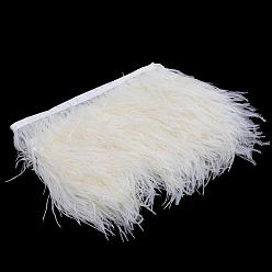 Creamy White Fashion Ostrich Feather Cloth Strand Costume Accessories, Creamy White, 80~100mm, about 10yards/bag