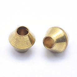 Raw(Unplated) Brass Spacer Beads, Lead Free & Cadmium Free & Nickel Free, Bicone, Raw(Unplated), 4x4mm, Hole: 1.5mm