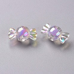 Lilac Transparent Acrylic Beads, Bead in Bead, AB Color, Candy, Lilac, 9x17x8.5mm, Hole: 2mm, about 960pcs/500g