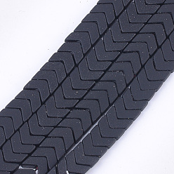 Black Spray Painted Non-magnetic Synthetic Hematite Beads Strands, Matte Style, Arrow/Chevron, Black, 7x8x3mm, Hole: 0.7mm, about 96pcs/strand, 15.9 inch