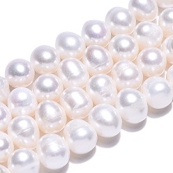 Creamy White Natural Cultured Freshwater Pearl Beads Strands, Potato, Creamy White, 8~9mm, Hole: 0.6mm, about 46~47pcs/strand, 14.76~14.96 inch(37.5~38cm)