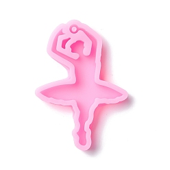 Hot Pink Dancer Pendant Silicone Molds, Resin Casting Molds, for UV Resin & Epoxy Resin Jewelry Making, Hot Pink, 59x42x7.5mm, Hole: 2mm