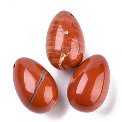 Jaspe Rouge Pendentifs naturels de jaspe rouge, pierre d'oeuf de pâques, 39.5x25x25mm, Trou: 2mm